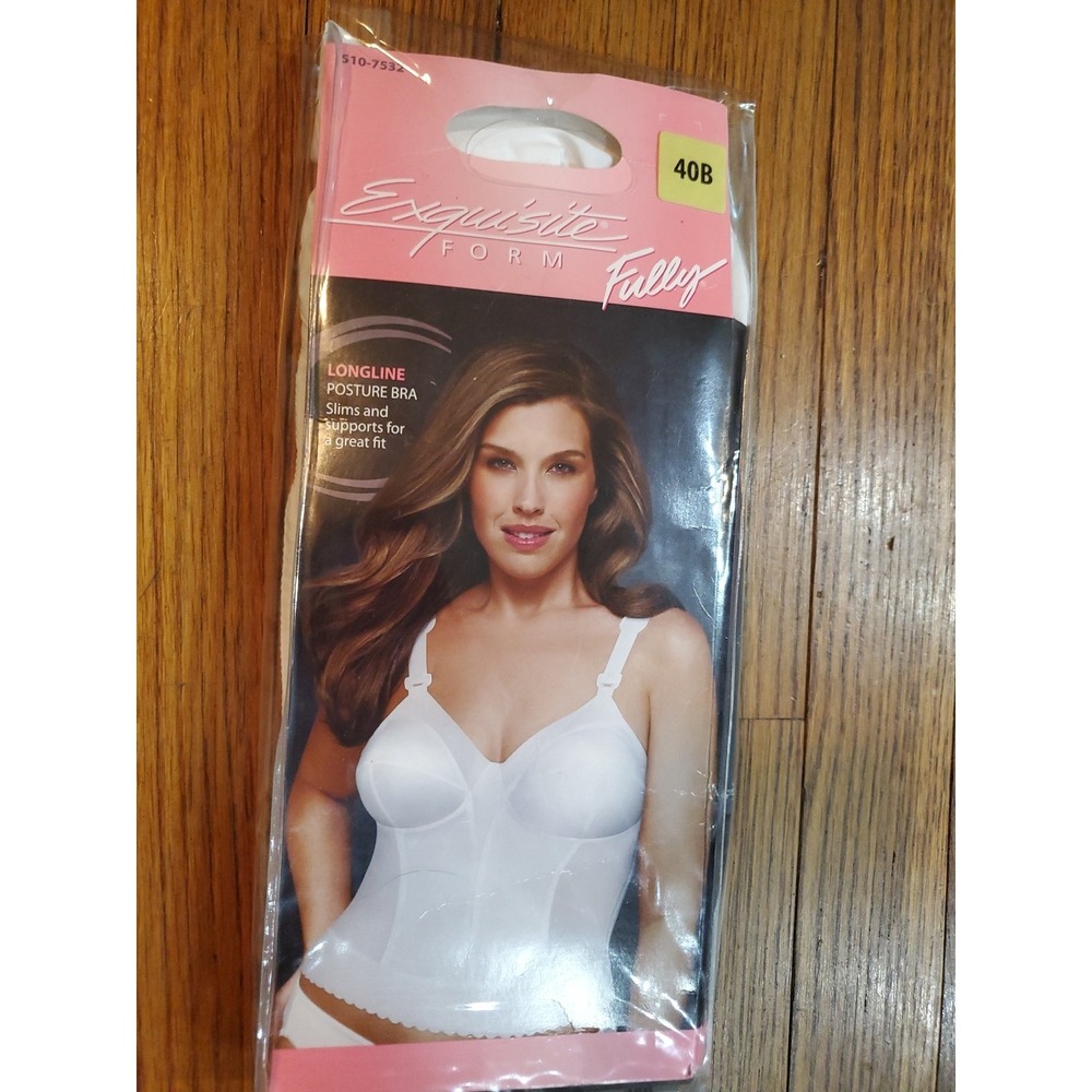 NWT‎ Exquisite Form 5107532 Fully Posture Longline Bra White Size 40B Slimming